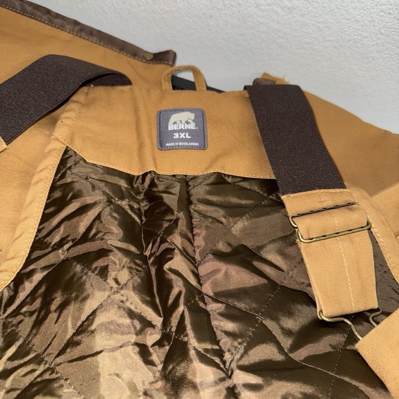 Berne Insulated Bib Overalls Mens 3XL Brown Duck Workwear Water Repellent - Picture 10 of 14